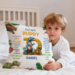 Personalized Dinosaur Soft Throw Pillow Cover with Name and Initial Home Decor Birthday Gift for Dinosaur Lover Kid Boy