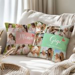 Personalised 7 Photos Red Heart Soft Cushion Cover with Nickname and Text Home Decor Mother's Day Gift for Mom Grandma