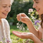 Personalised Birthstone Watering Can Flower Shovel Keychain with Initial Charm Mother's Day Birthday Gift for Mom Grandma Gardener