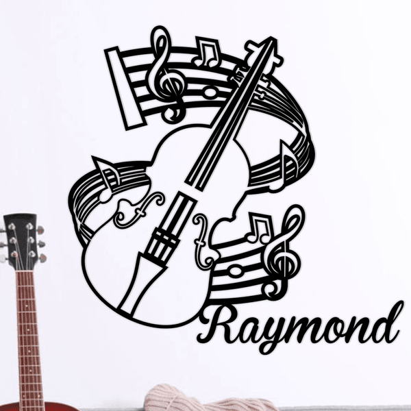 Panneau en métal personnalisé avec nom Décoration murale pour la maison Cadeau d'anniversaire pour les musiciens Amoureux de la musique