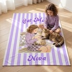 Personalized Dog Cat Photo Soft Blanket with Name Home Decor Birthday Gift for Cat Mom Dog Mom Pet Lover
