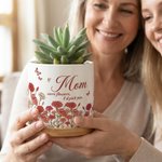 Personalised Birth Flower Butterfly Ceramic Planter Pot with Nickname and Bamboo Tray Daily Use Mother's Day Gift for Mom Grandma