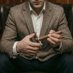 Personalized Classic Antler Monogram Cigar Cutter and PU Leather Case Set with Name Wedding Father's Day Gift for Dad Men