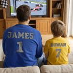 Personalised Multicolor Retro Race Day Design Soft T-shirt Sweatshirt with Name Game Day Birthday Gift for Racer Lovers