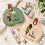 Personalised Birth Flower Cartoon Character Sewing Tool Box with Name Daily Storage Birthday Gift for Sewing Lovers