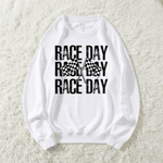 Personalised Multicolor Retro Race Day Design Soft T-shirt Sweatshirt with Name Game Day Birthday Gift for Racer Lovers
