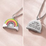 Personalisierte Regenbogenbrücke Pfote drucken Einäscherung Urne Halskette für Asche mit eingraviertem Text und Portrait Geburtstag Memorial Geschenk für Katze Hundeliebhaber