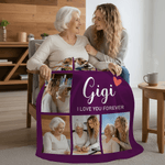 Personalised 7 Photos Soft Throw Blanket with Nickname and Text Home Decor Mother's Day Gift for Mom Grandmother