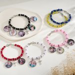 Personalisierte 1-5 Fotos Kreuz Perlen elastische Stretch-Armband Memorial religiöses Geschenk für Frauen Christen