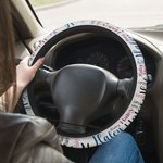 Housse de protection pour volant de voiture personnalisée avec nom et nuage de mots Cadeau d'anniversaire pour famille, ami, propriétaire de voiture