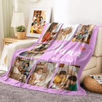 Personalised 7 Photos Soft Throw Blanket with Nickname and Text Home Decor Mother's Day Gift for Mom Grandmother