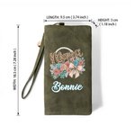Personalized Mama Bow Flower PU Leather Wallet with Name and Wristlet Mother's Day Birthday Gift for Women