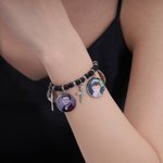 Personalisierte 1-5 Fotos Kreuz Perlen elastische Stretch-Armband Memorial religiöses Geschenk für Frauen Christen