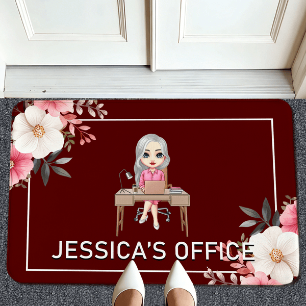 Paillasson anti-dérapant avec nom et bordure Cadeau d'anniversaire pour les employés de bureau