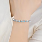 Personligt Teardrop Birthstone Tennisarmband Elegant Dainty Smycken Födelsedag Mors dag Jubileum Present till mamma Fru Flickvän Vän