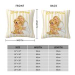 Personalized Watercolour Stripe Pet Family Photo Throw Pillow Cover with Name Title Text Pet Birthday Mother's Day Gift for Woman Pet Owner