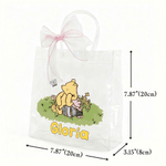 Personalized Cute Classic Winnie the Pooh Transparent Bag with Name Daily Use Birthday Gift for Children