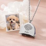 Personalisierte Regenbogenbrücke Pfote drucken Einäscherung Urne Halskette für Asche mit eingraviertem Text und Portrait Geburtstag Memorial Geschenk für Katze Hundeliebhaber