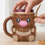 Personalisierte Highland Cow Ice Cream Pint Halter mit versteckten Würfel Schublade und Name Geburtstag Geschenk für Highland Cow Liebhaber