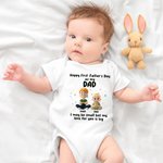 Personalised Cartoon Father Baby Character Star 100% Cotton T-shirt Baby Bodysuit Matching Outfit with Names 1st Father's Day Gift for Baby Dad