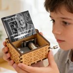 Caja de Música de Madera Personalizada con Foto Floral Vintage con Texto y Melodía Mecánica Regalo Conmemorativo para la Familia