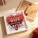 Personalized 1-6 Names Love Paper Flower Shadow Box Frame with Title Home Decor Anniversary Mother's Day Gift for Wife Woman