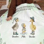 Personalised Watercolor Duck Flock Soft Throw Blanket with Names and Title Mother's Day Birthday Gift for Grandma Family