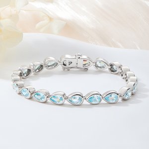 Personalised Teardrop Birthstone Tennis Bracelet Elegant Dainty Jewellery Birthday Mother's Day Anniversary Gift for Mom Wife Girlfriend Friend