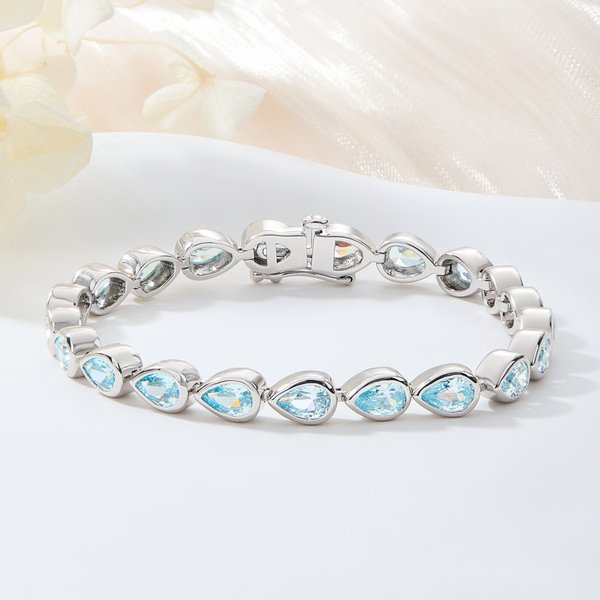 Personligt Teardrop Birthstone Tennisarmband Elegant Dainty Smycken Födelsedag Mors dag Jubileum Present till mamma Fru Flickvän Vän