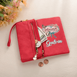 Personalized Mama Bow Flower PU Leather Wallet with Name and Wristlet Mother's Day Birthday Gift for Women