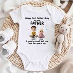 Personalised Cartoon Father Baby Character Star 100% Cotton T-shirt Baby Bodysuit Matching Outfit with Names 1st Father's Day Gift for Baby Dad
