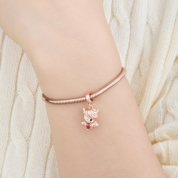 Henkilökohtainen Söpö Highland Cow Birthstone rannekoru Initial Dainty Korut Syntymäpäivä Ystävänpäivä Vuosipäivä Lahja naisille