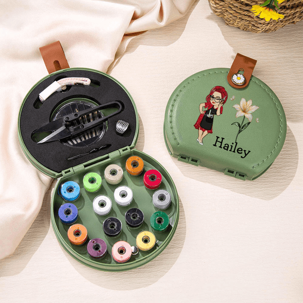 Personalised Birth Flower Cartoon Character Sewing Tool Box with Name Daily Storage Birthday Gift for Sewing Lovers