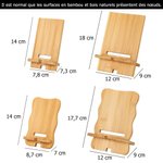 Support de téléphone tablette en bambou personnalisé avec nom et motif de fleur - Accessoire d'usage quotidien - Cadeau d'anniversaire pour les femmes