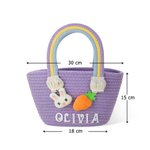 Cesta tejida de algodón personalizada con nombre diseño conejo de Pascua y zanahoria lindo regalo de Pascua para niños