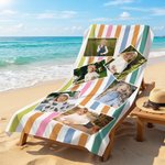 Gepersonaliseerd 6 Foto's Design Gestreept Snel Droog Strandlaken Zomervakantie Strandfeest Verjaardagscadeau voor Familie Vriend