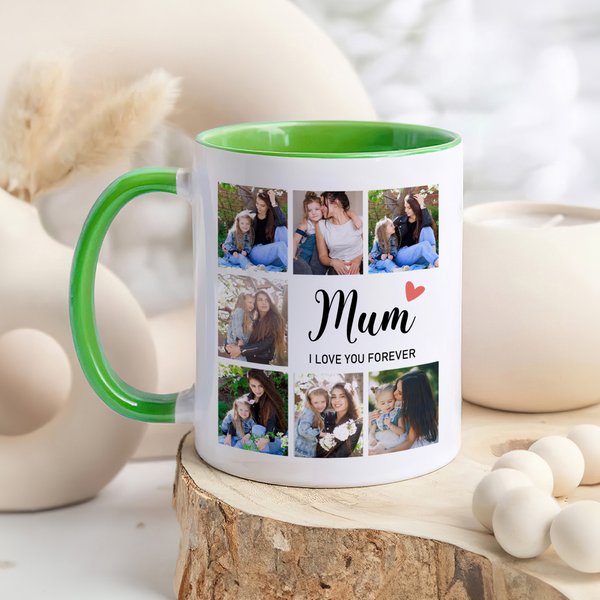 Personalized 7 Photos 11 oz 15 oz Multicolour Ceramic Mug with Title and Text Birthday Mother's Day Gift for Mom Grandma