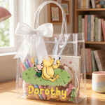 Personalized Cute Classic Winnie the Pooh Transparent Bag with Name Daily Use Birthday Gift for Children