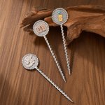 Personalized Cattle Brand Turquoise Initials Western Style Cowboy Toothpick Hat Pin Birthday Father's Day Anniversary Gift for Cowboy Man