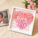 Personalized 1-6 Names Love Paper Flower Shadow Box Frame with Title Home Decor Anniversary Mother's Day Gift for Wife Woman