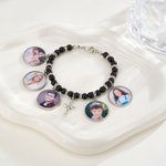 Personalisierte 1-5 Fotos Kreuz Perlen elastische Stretch-Armband Memorial religiöses Geschenk für Frauen Christen