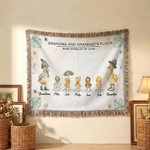 Personalised Watercolor Duck Flock Soft Throw Blanket with Names and Title Mother's Day Birthday Gift for Grandma Family