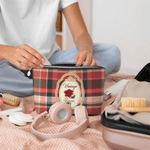 Trousse de maquillage personnalisée Vintage Plaid Birth Flower avec nom Cadeau d'anniversaire de la fête des mères pour maman femme