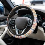 Housse de protection pour volant de voiture personnalisée avec nom et nuage de mots Cadeau d'anniversaire pour famille, ami, propriétaire de voiture