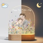 Lámpara de noche acrílica personalizada con nombre y título pintada a mano en estilo acuarela Decoración de la habitación Día de la madre Cumpleaños Regalo para recién nacidos Mamá
