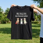 Personalisierte Cartoon Hund Mein Hund aß meine Lektion Plan Soft-T-Shirt mit 1-3 Namen Lehrertag Geburtstagsgeschenk für Lehrer Hundeliebhaber