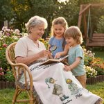 Personalised Watercolor Duck Flock Soft Throw Blanket with Names and Title Mother's Day Birthday Gift for Grandma Family