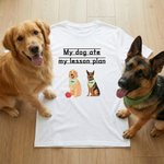 Personalisierte Cartoon Hund Mein Hund aß meine Lektion Plan Soft-T-Shirt mit 1-3 Namen Lehrertag Geburtstagsgeschenk für Lehrer Hundeliebhaber