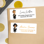 Personalized Cartoon Graduate Waterproof Stickers Labels with Name and Address DIY Gift Card Decor Graduation Celebration Party Favor for Graduates