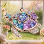 Personalised Crystal Turtle Sun Catcher Acrylic Ornament with Title and Names Mother's Day Birthday Gift for Mom Grandma